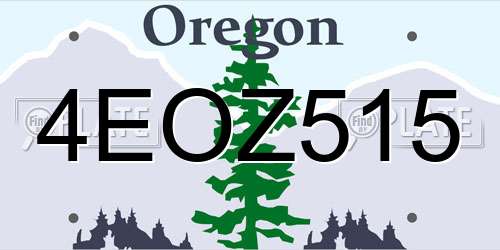 4EOZ515 Oregon License Plate