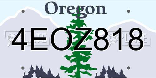 4EOZ818 Oregon License Plate