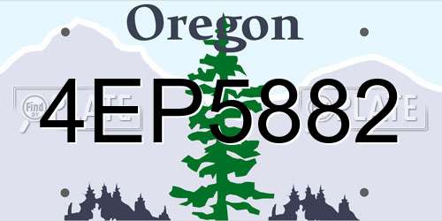 4EP5882 Oregon License Plate