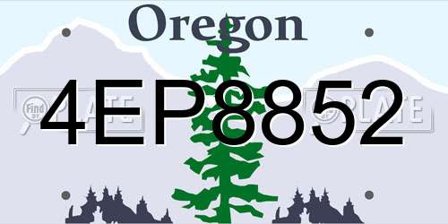 4EP8852 Oregon License Plate