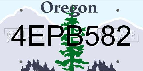 4EPB582 Oregon License Plate