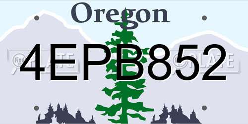 4EPB852 Oregon License Plate