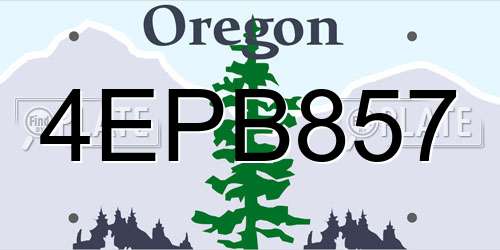 4EPB857 Oregon License Plate