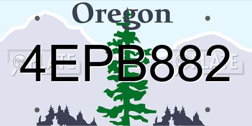 4EPB882 Oregon License Plate