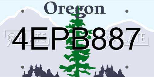 4EPB887 Oregon License Plate