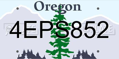 4EPS852 Oregon License Plate