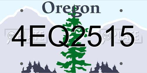 4EQ2515 Oregon License Plate