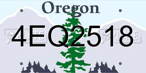 4EQ2518 Oregon License Plate