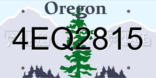 4EQ2815 Oregon License Plate