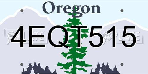 4EQT515 Oregon License Plate