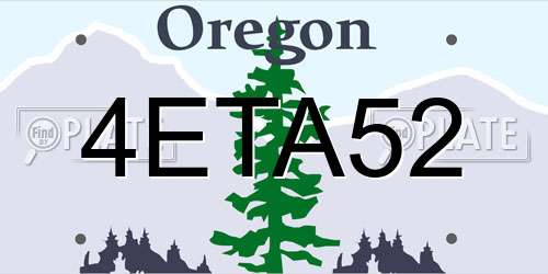4ETA52 Oregon License Plate