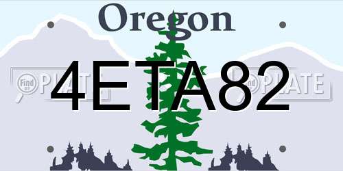 4ETA82 Oregon License Plate