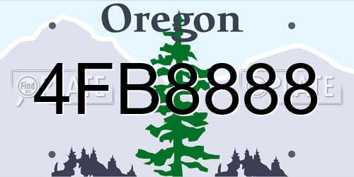 4FB8888 Oregon License Plate