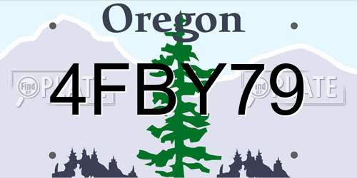 4FBY79 Oregon License Plate