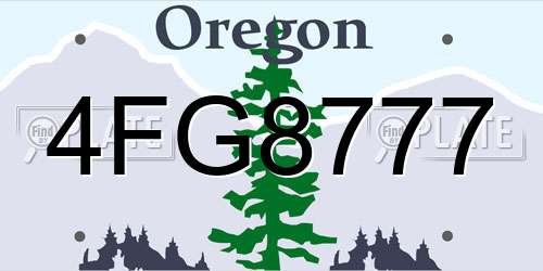 4FG8777 Oregon License Plate