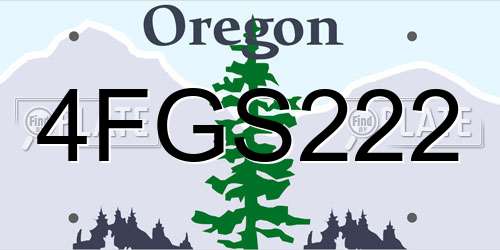 4FGS222 Oregon License Plate