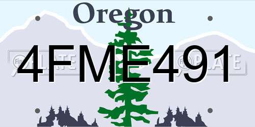 4FME491 Oregon License Plate