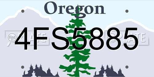 4FS5885 Oregon License Plate