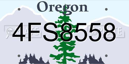 4FS8558 Oregon License Plate