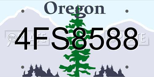 4FS8588 Oregon License Plate
