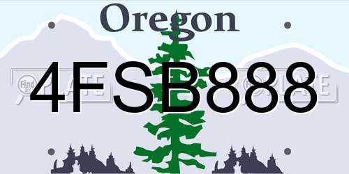 4FSB888 Oregon License Plate