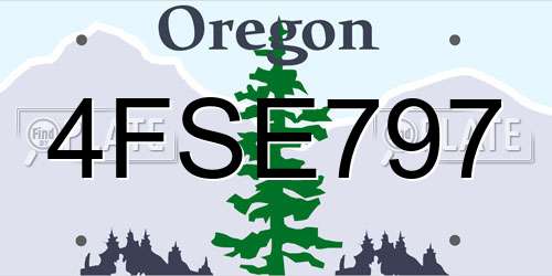 4FSE797 Oregon License Plate