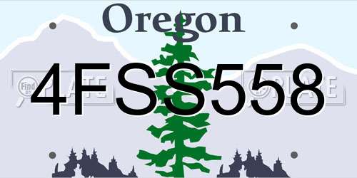 4FSS558 Oregon License Plate