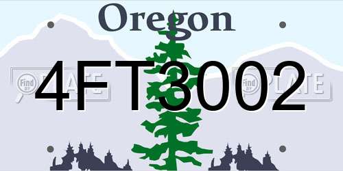 4FT3002 Oregon License Plate