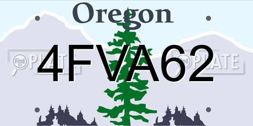 4FVA62 Oregon License Plate