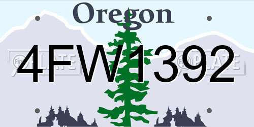 4FW1392 Oregon License Plate