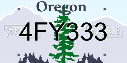 4FY333 Oregon License Plate