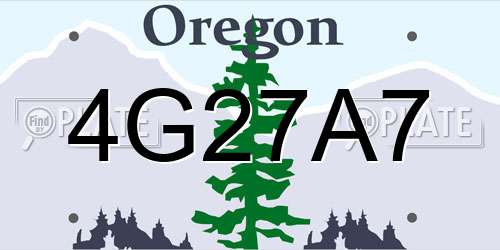 4G27A7 Oregon License Plate