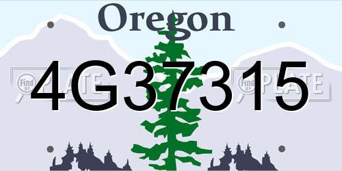 4G37315 Oregon License Plate