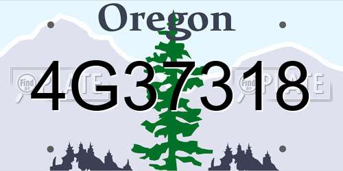 4G37318 Oregon License Plate