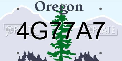 4G77A7 Oregon License Plate