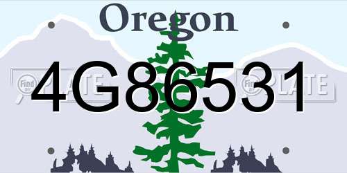4G86531 Oregon License Plate