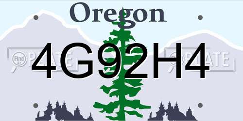 4G92H4 Oregon License Plate