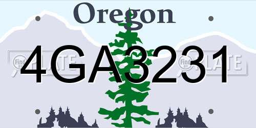 4GA3231 Oregon License Plate
