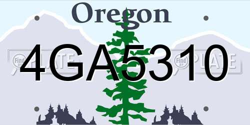 4GA5310 Oregon License Plate