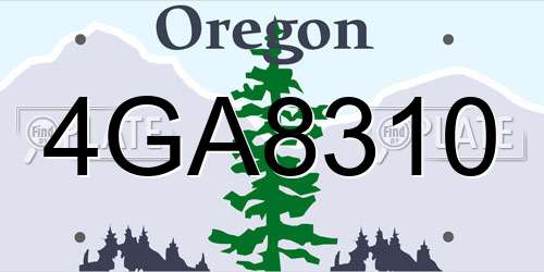 4GA8310 Oregon License Plate