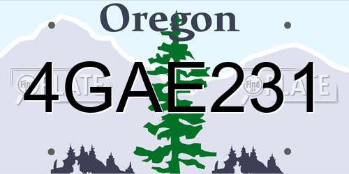 4GAE231 Oregon License Plate
