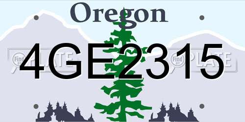 4GE2315 Oregon License Plate