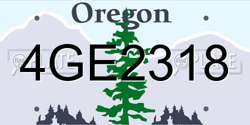 4GE2318 Oregon License Plate