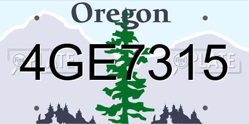 4GE7315 Oregon License Plate