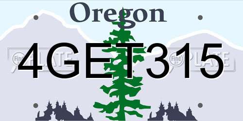 4GET315 Oregon License Plate