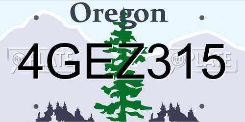 4GEZ315 Oregon License Plate