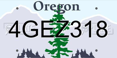 4GEZ318 Oregon License Plate
