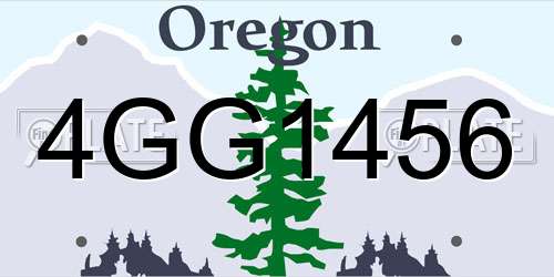 4GG1456 Oregon License Plate