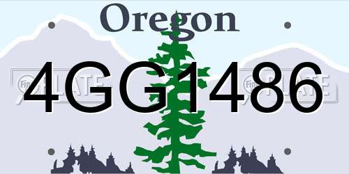 4GG1486 Oregon License Plate