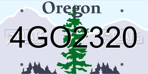 4GO2320 Oregon License Plate